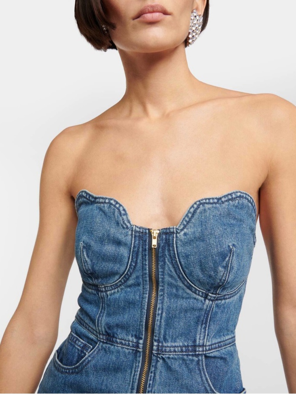 NWT- Self-Portrait Strapless Denim Mini Dress BRAND NEW WITH TAGS - Picture 6 of 13